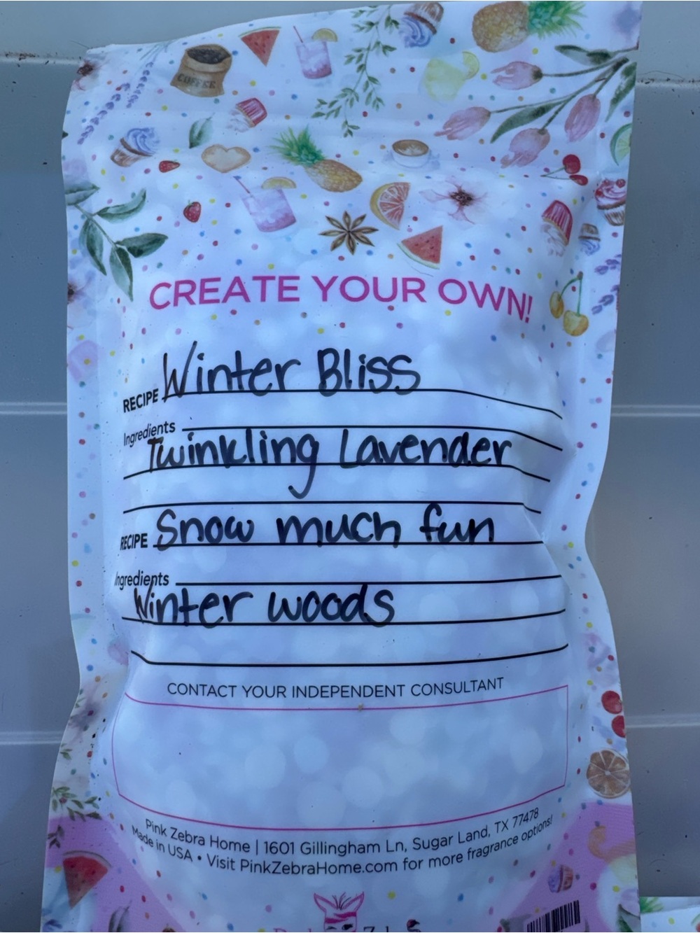Pink Zebra White with Pink Accent Winter Bliss Bath Soak Sachet